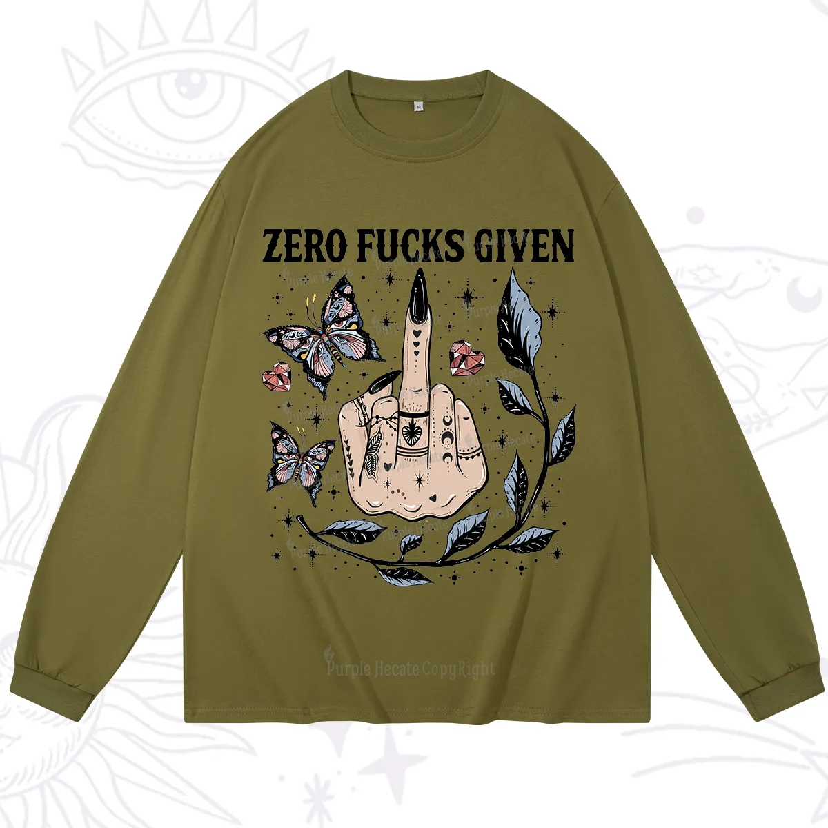 Purplehecate Zero Fucks Given Long Sleeve T-Shirt