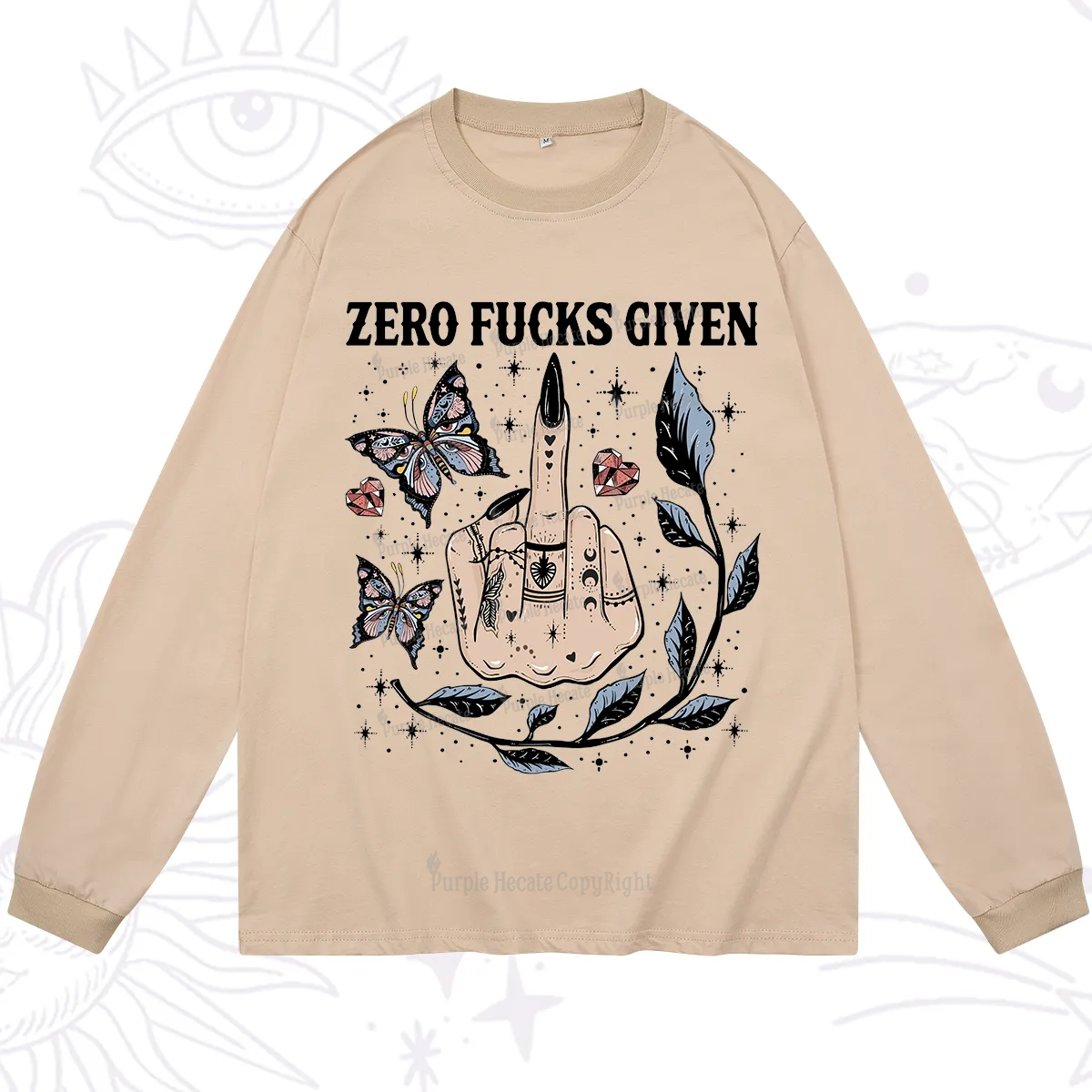 Purplehecate Zero Fucks Given Long Sleeve T-Shirt