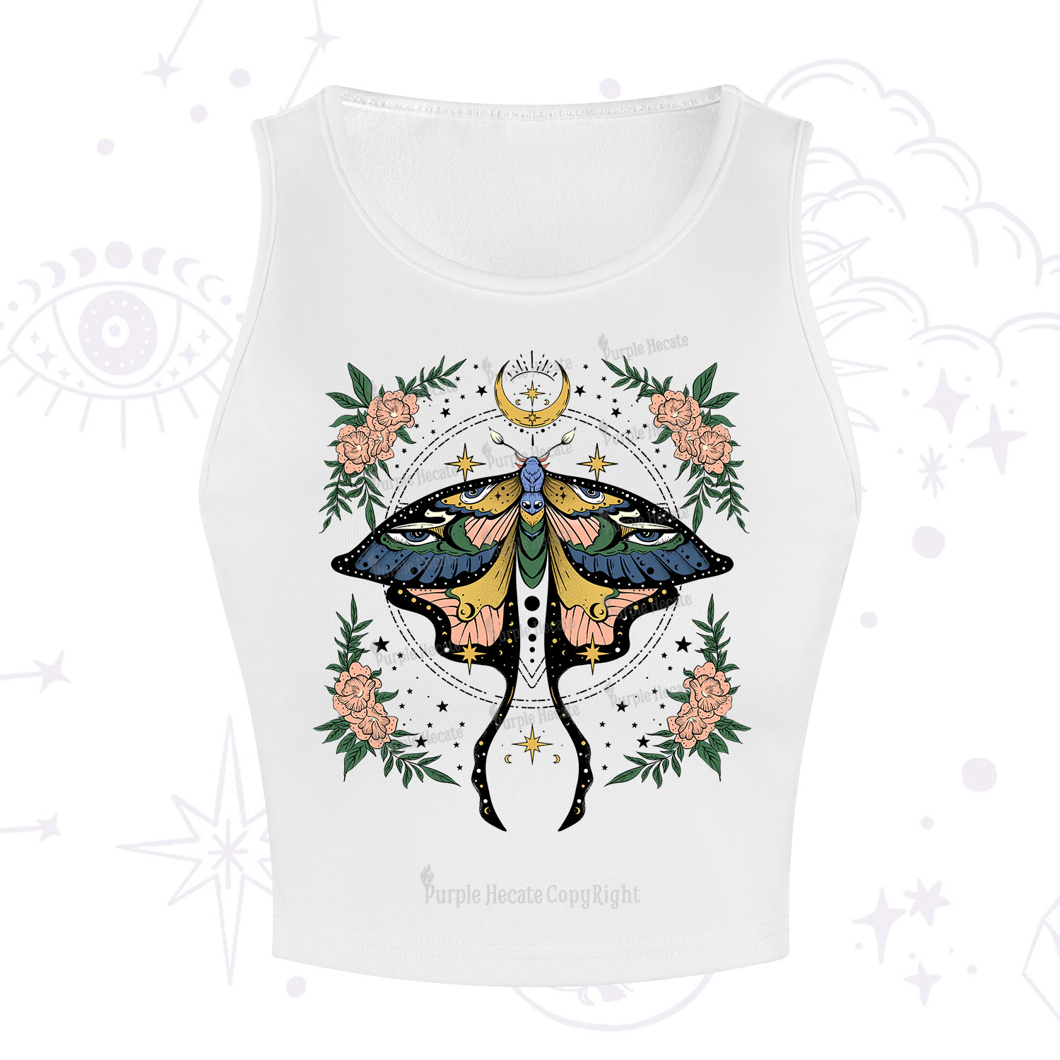 Purplehecate Mystical Moth Crop Tank