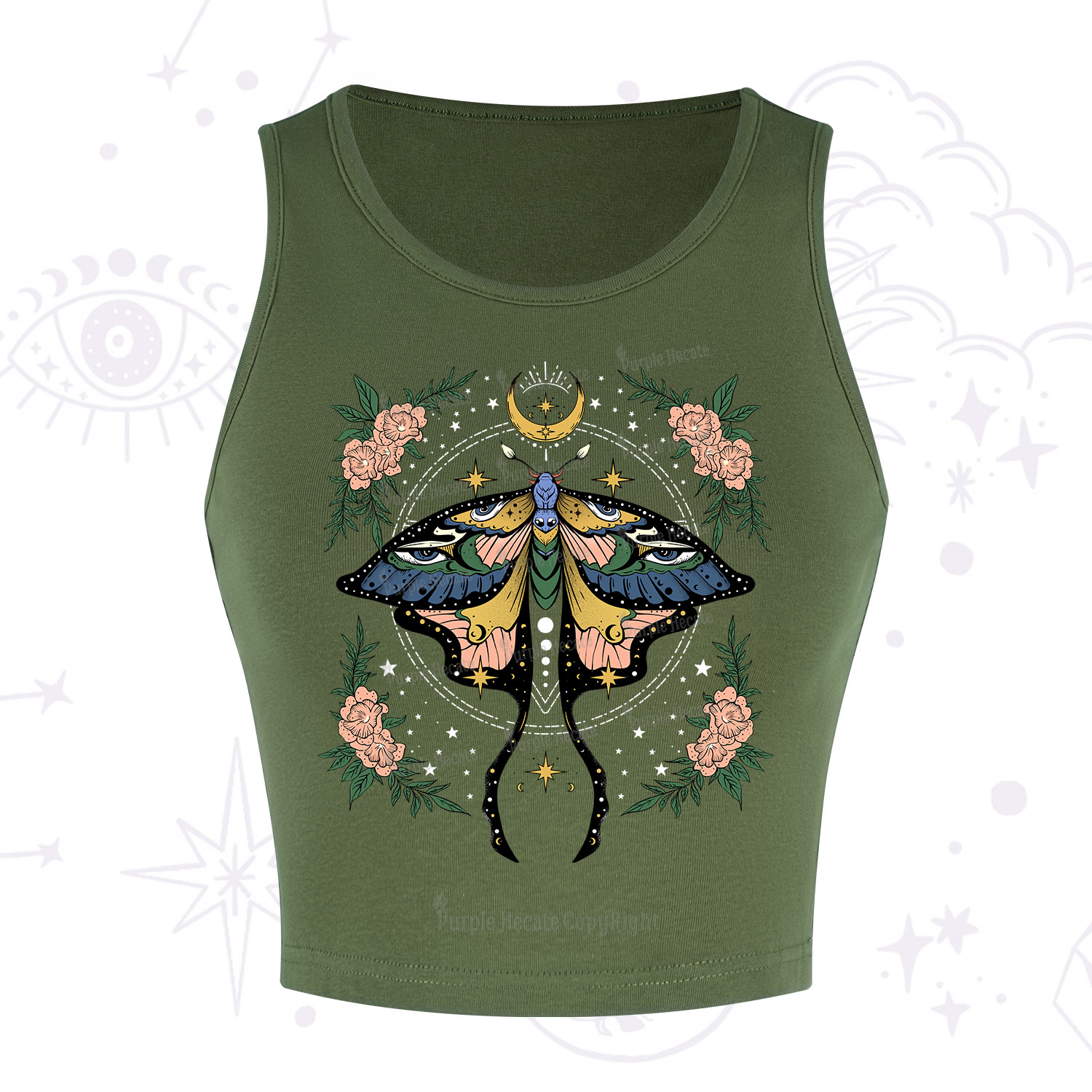 Purplehecate Mystical Moth Crop Tank