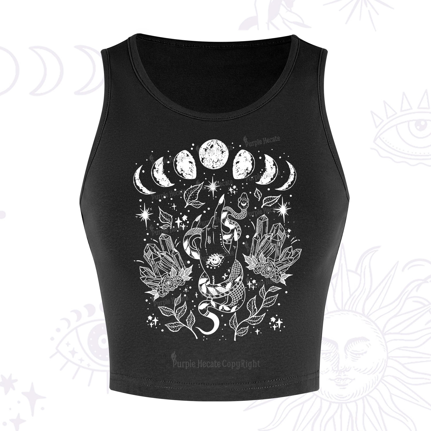 Purplehecate Reach For The Moon Crop Tank