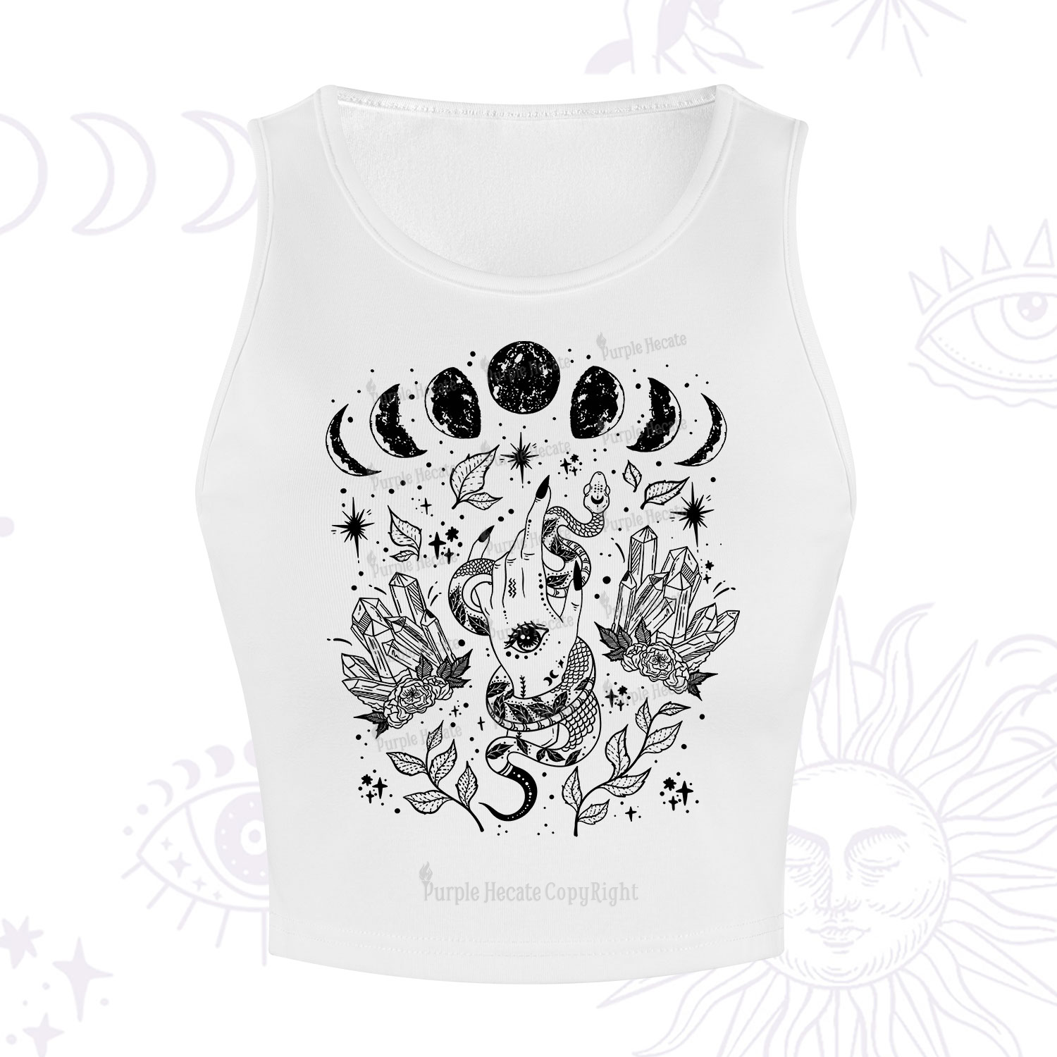 Purplehecate Reach For The Moon Crop Tank