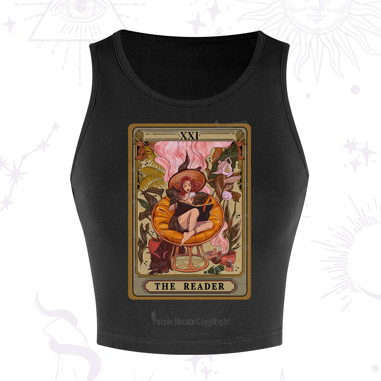 Purplehecate The Reader Tarot Card Crop Tank