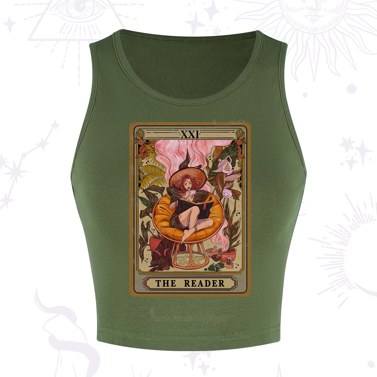 Purplehecate The Reader Tarot Card Crop Tank