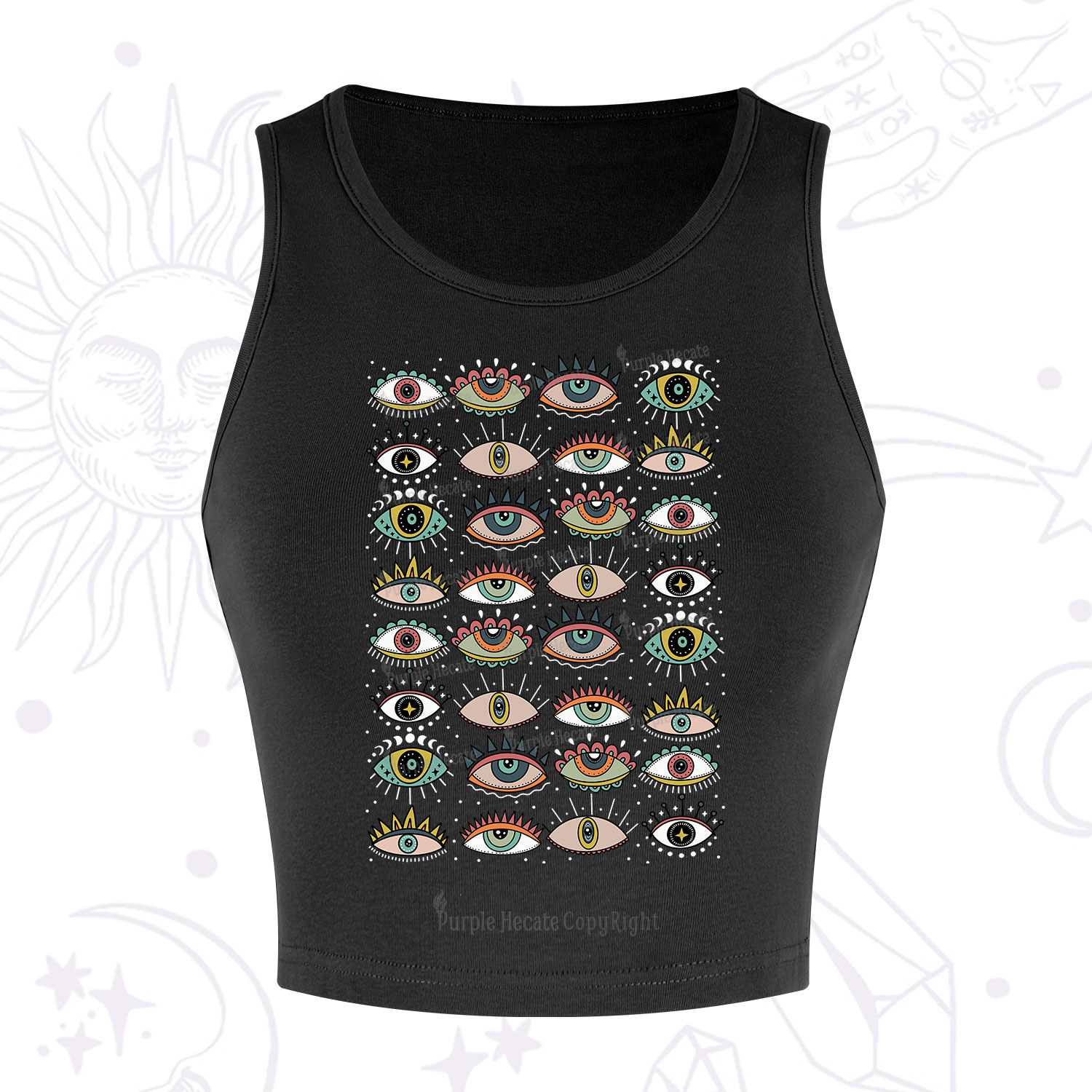Purplehecate Evil Eye Pattern Crop Tank