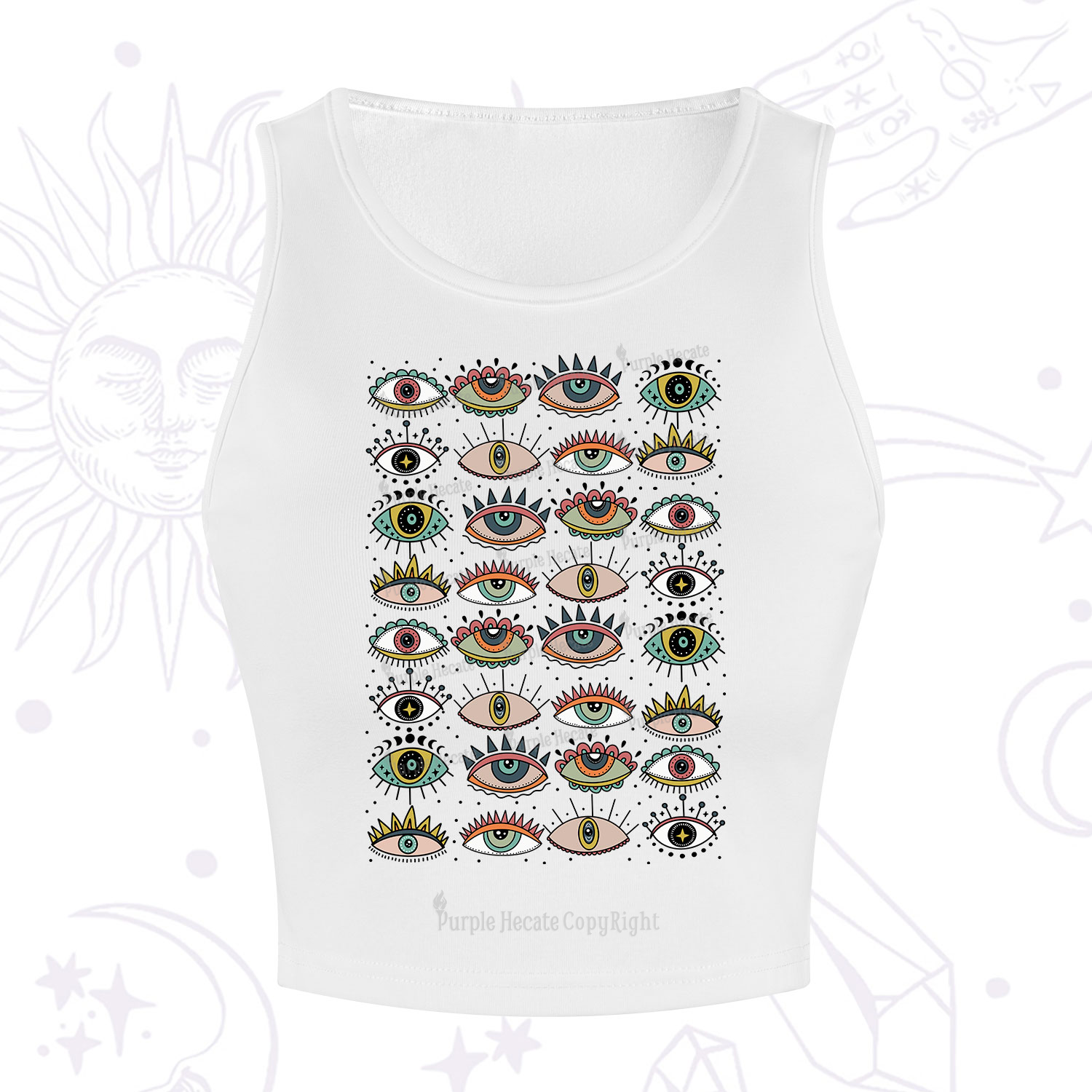 Purplehecate Evil Eye Pattern Crop Tank