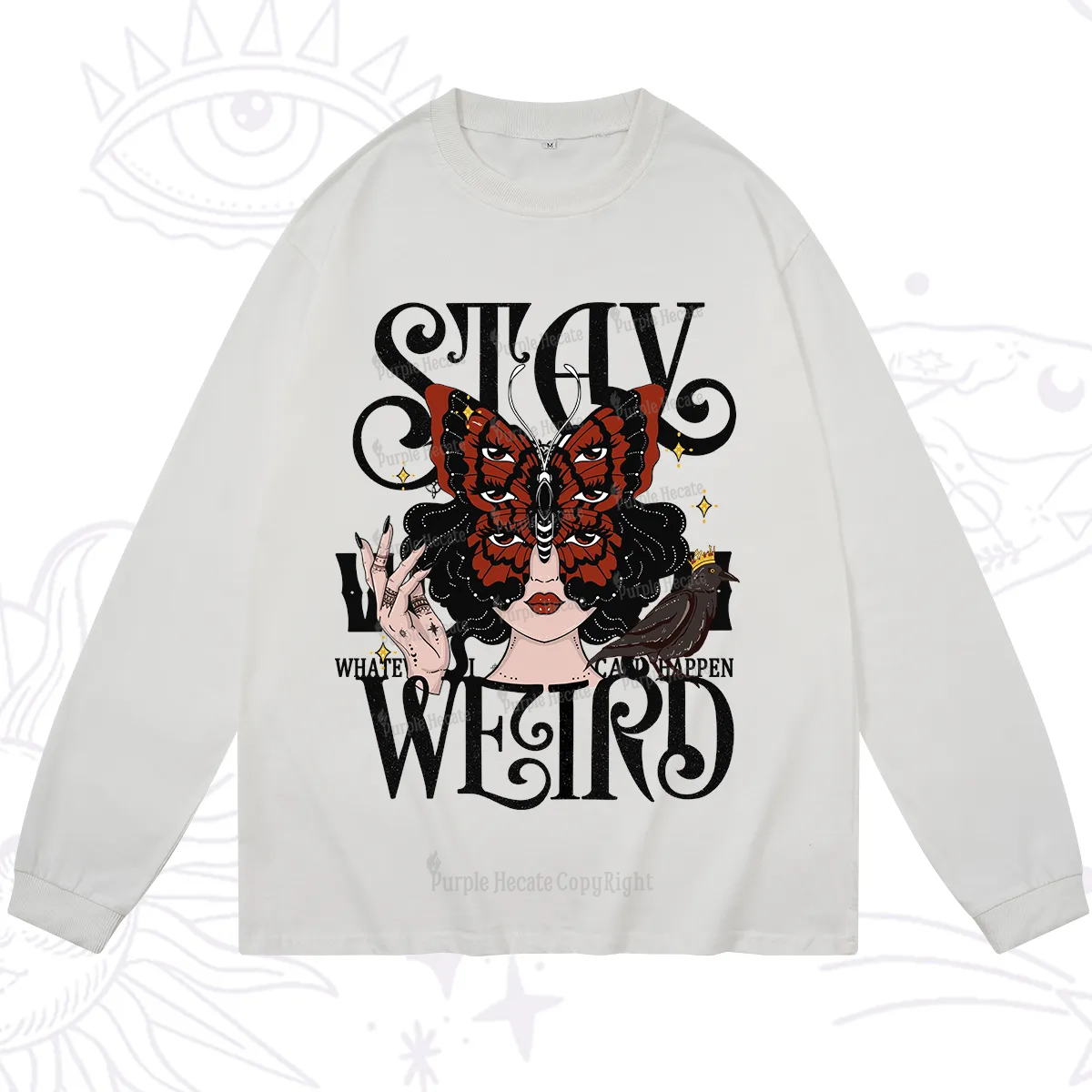 Purplehecate Stay Weird Gothic Butterfly Oracle Long Sleeve T-Shirt