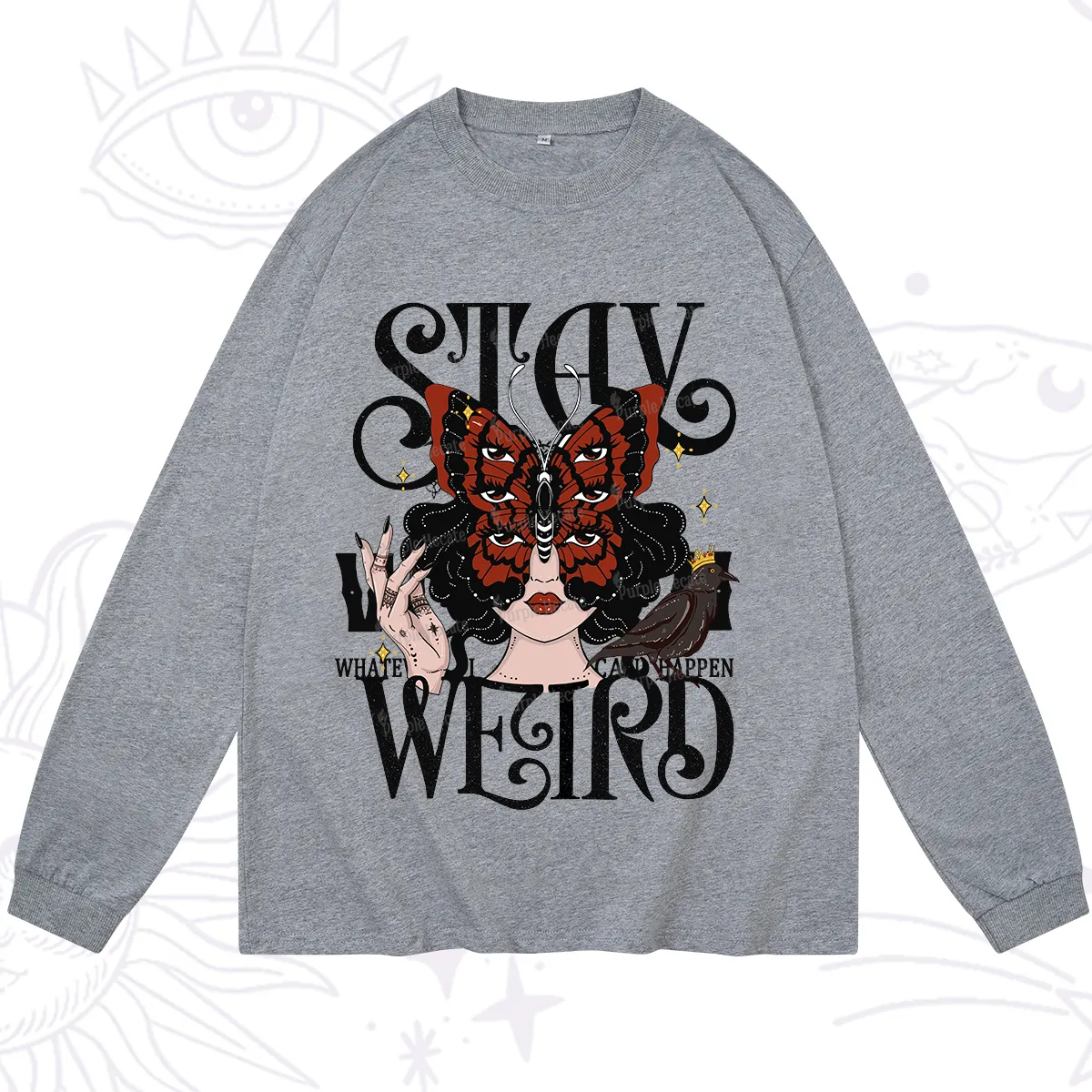 Purplehecate Stay Weird Gothic Butterfly Oracle Long Sleeve T-Shirt