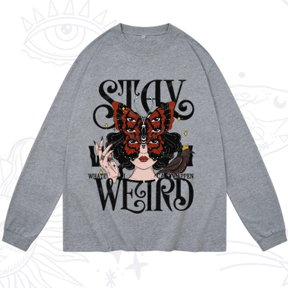 Purplehecate Stay Weird Gothic Butterfly Oracle Long Sleeve T-Shirt