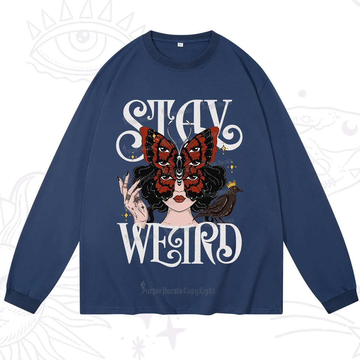 Purplehecate Stay Weird Gothic Butterfly Oracle Long Sleeve T-Shirt