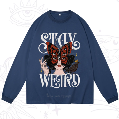 Purplehecate Stay Weird Gothic Butterfly Oracle Long Sleeve T-Shirt