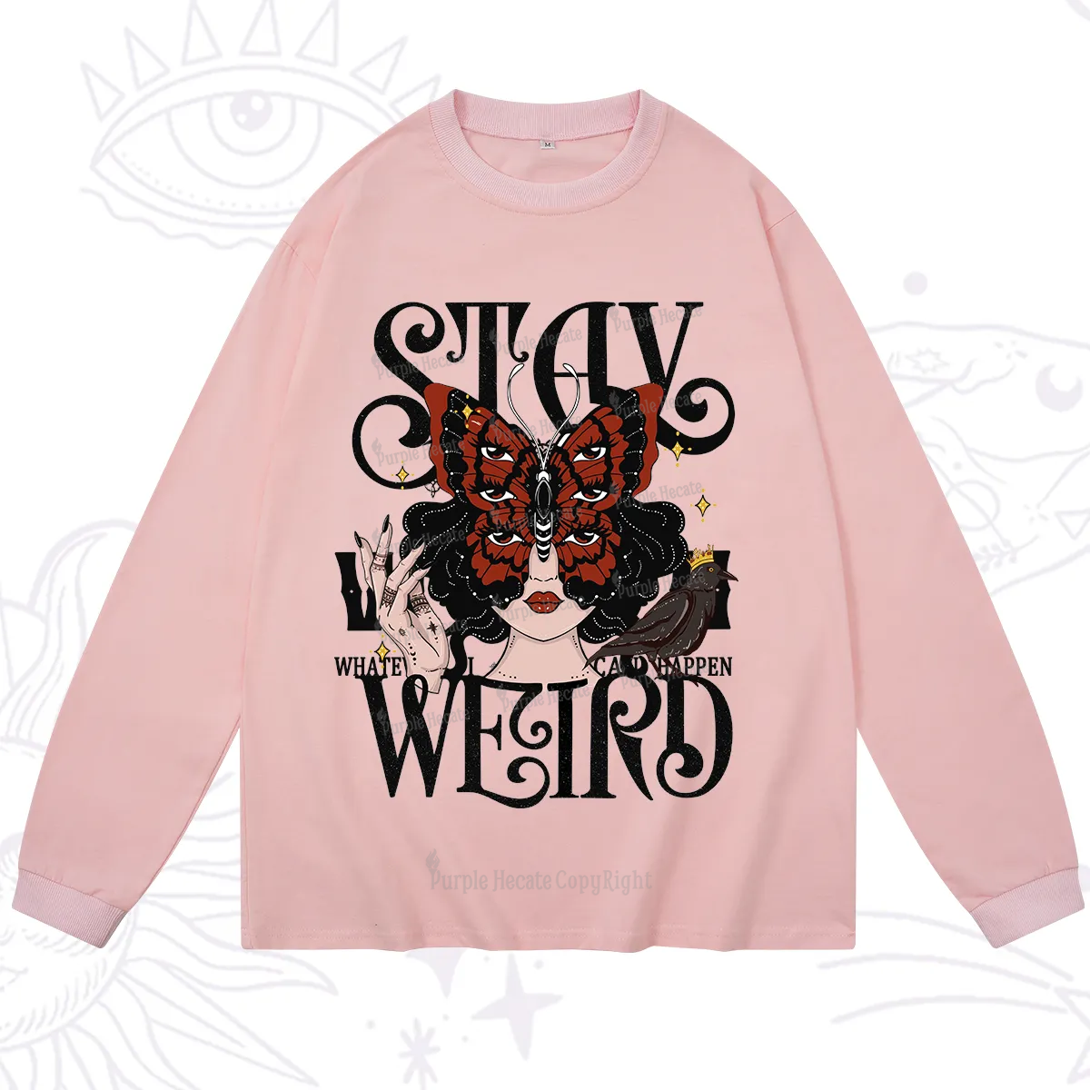 Purplehecate Stay Weird Gothic Butterfly Oracle Long Sleeve T-Shirt