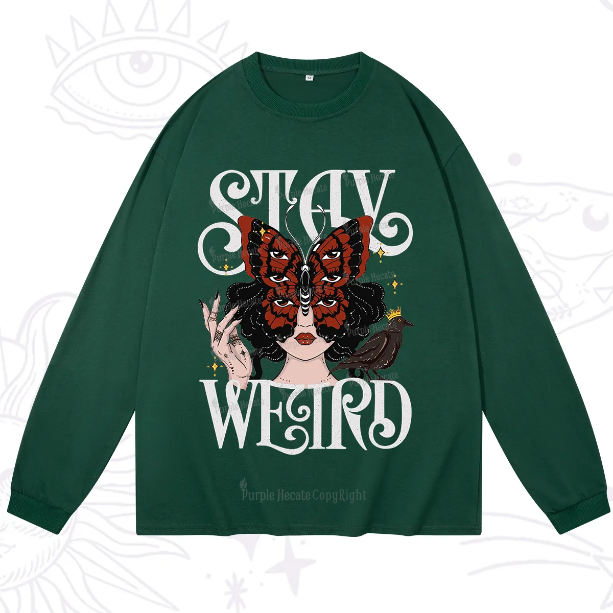 Purplehecate Stay Weird Gothic Butterfly Oracle Long Sleeve T-Shirt