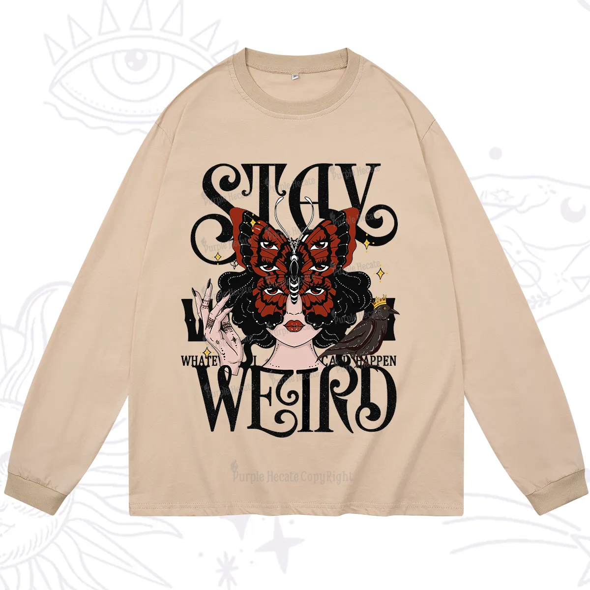 Purplehecate Stay Weird Gothic Butterfly Oracle Long Sleeve T-Shirt