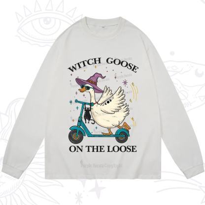 Purplehecate Witch Goose On The Loose Long Sleeve T-Shirt