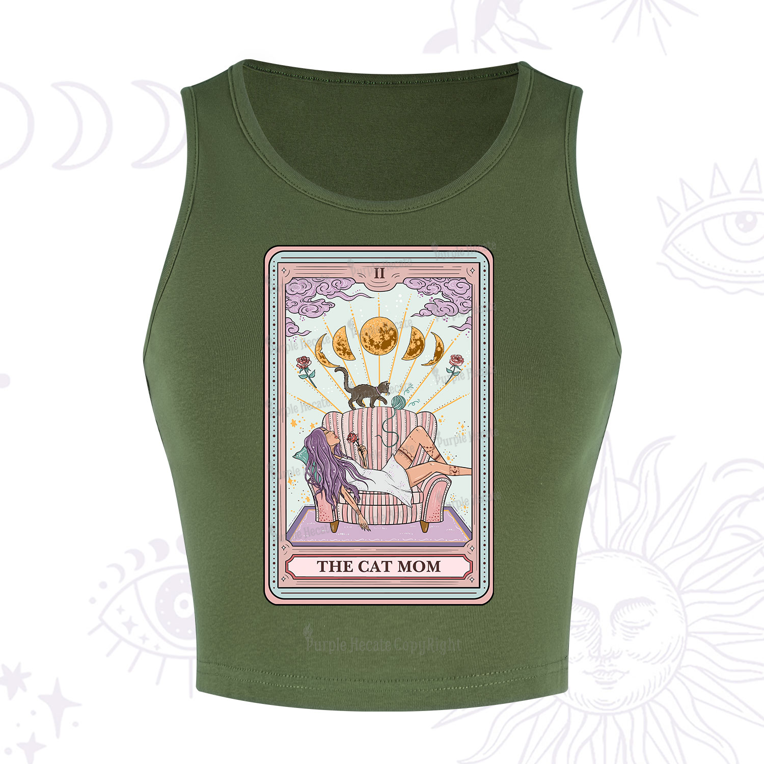 Purplehecate The Cat Mom Tarot Crop Tank