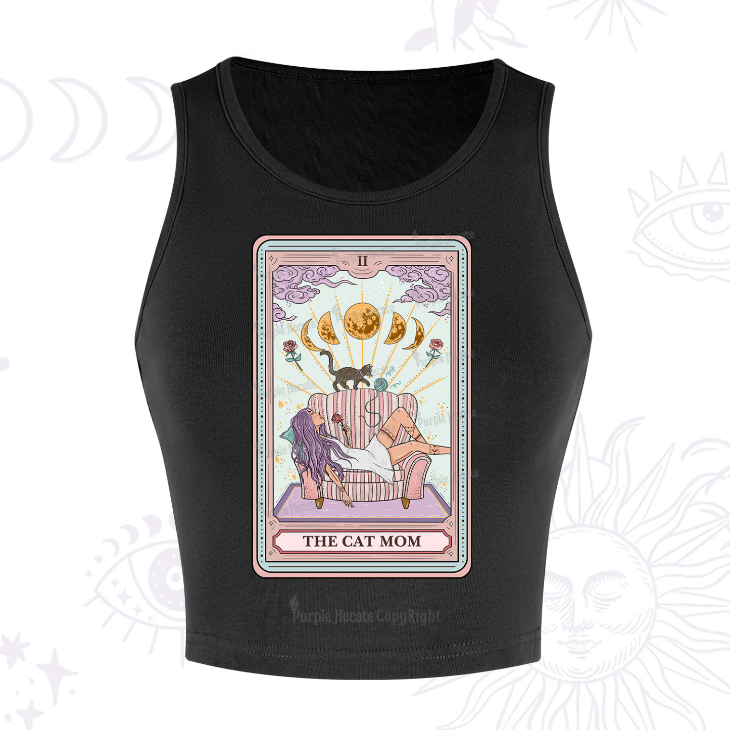 Purplehecate The Cat Mom Tarot Crop Tank