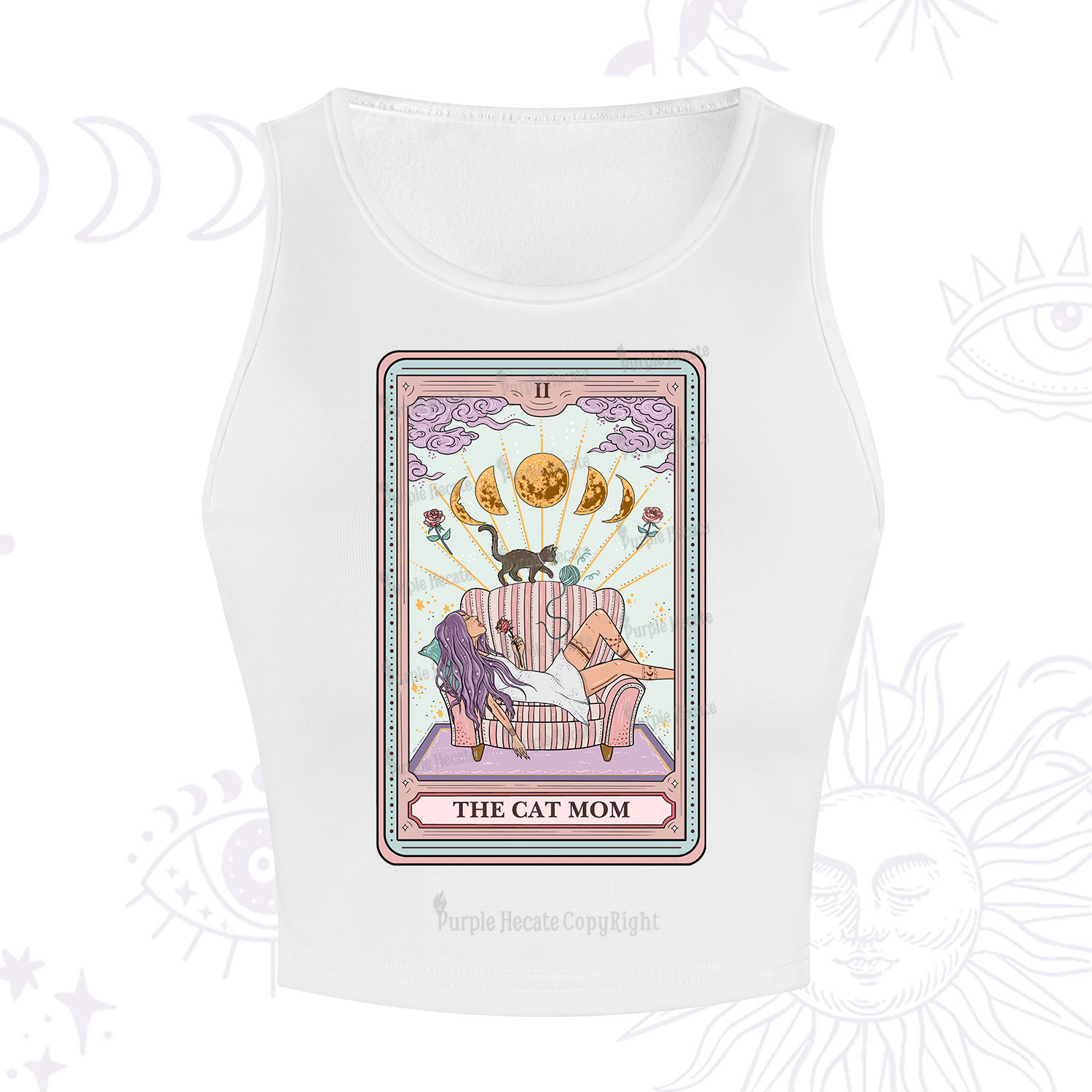 Purplehecate The Cat Mom Tarot Crop Tank