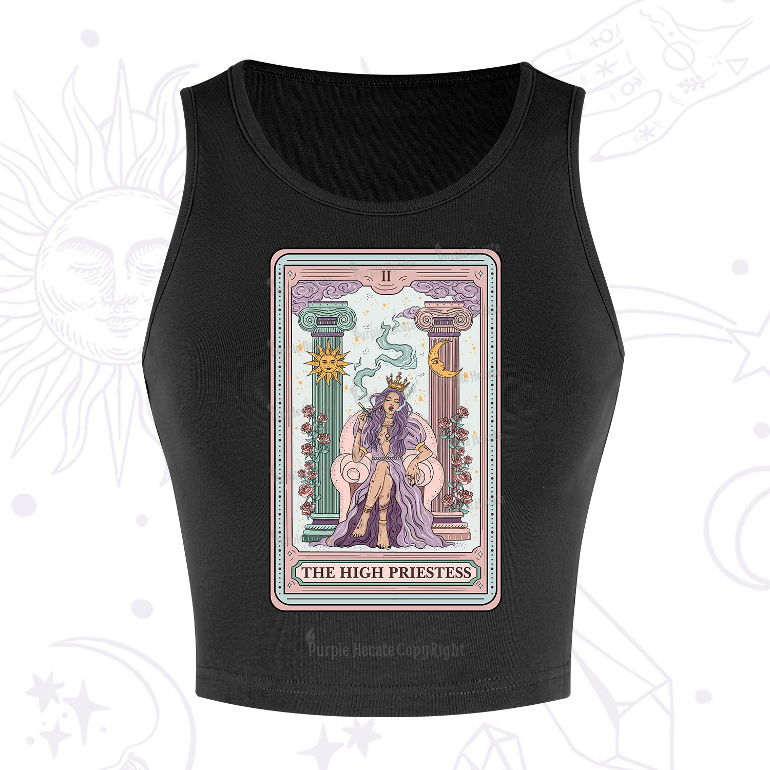 Purplehecate The High Priestess Tarot Card Crop Tank