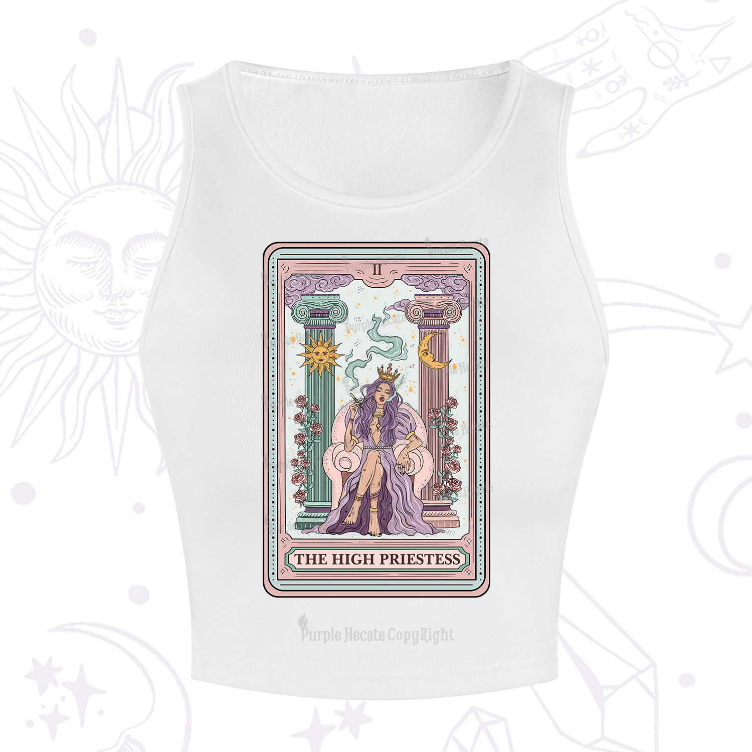 Purplehecate The High Priestess Tarot Card Crop Tank