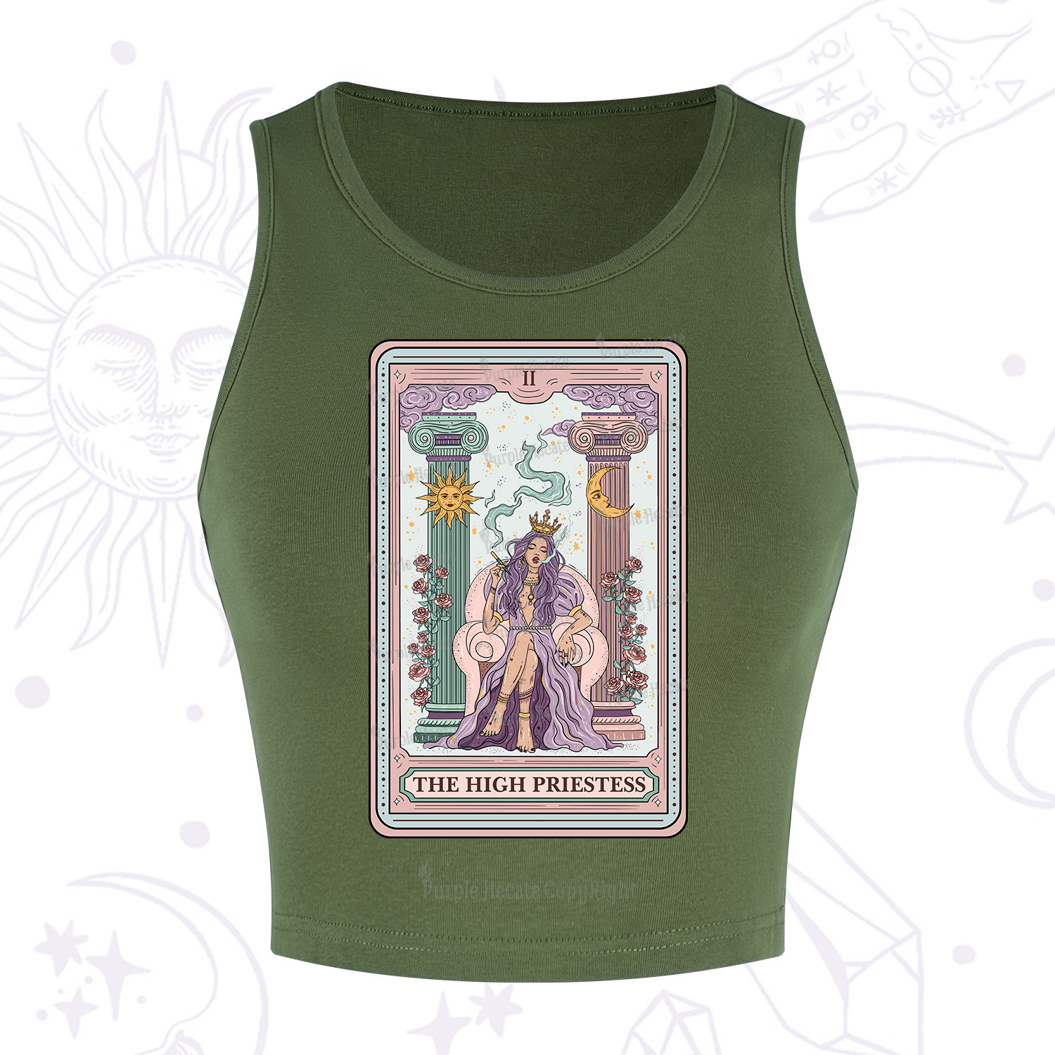 Purplehecate The High Priestess Tarot Card Crop Tank
