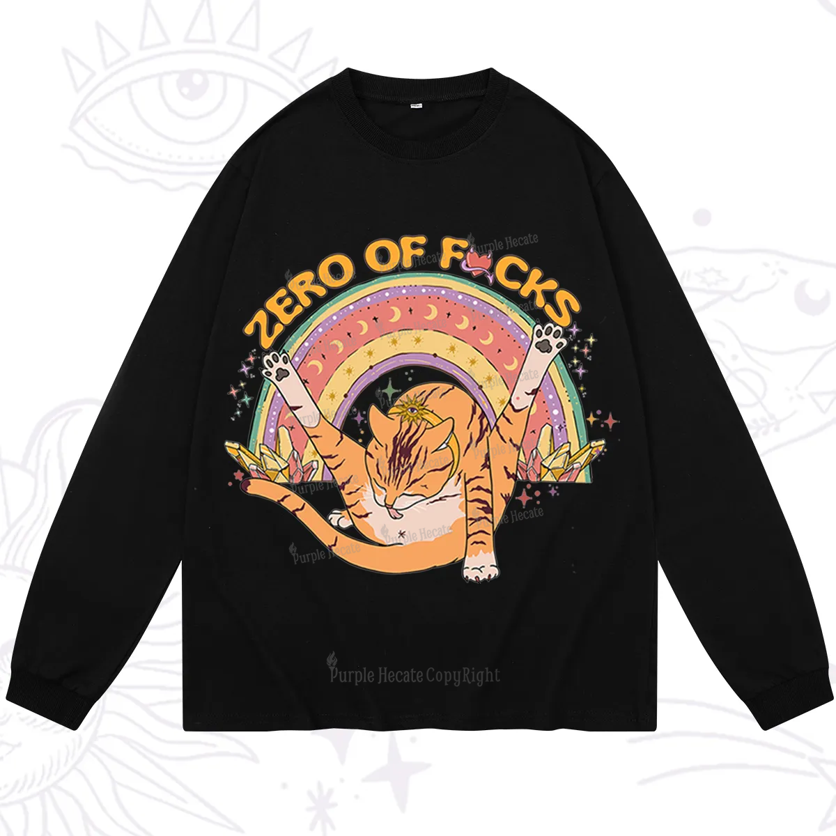 Purplehecate The Zero Fucks Cat Long Sleeve T-Shirt