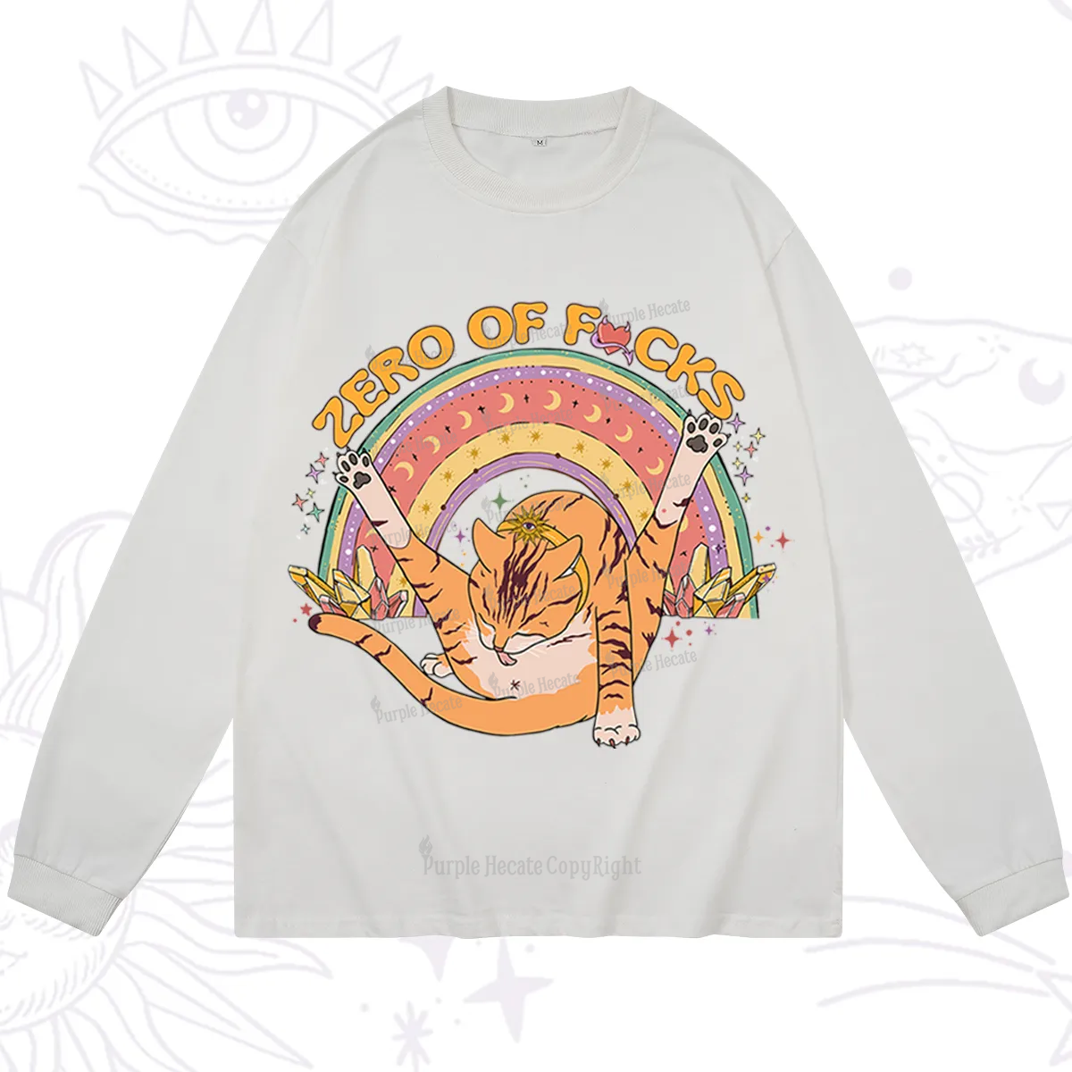 Purplehecate The Zero Fucks Cat Long Sleeve T-Shirt