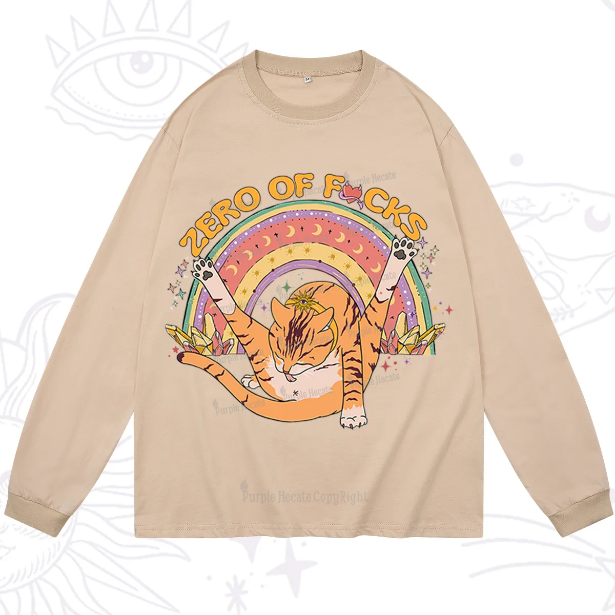 Purplehecate The Zero Fucks Cat Long Sleeve T-Shirt