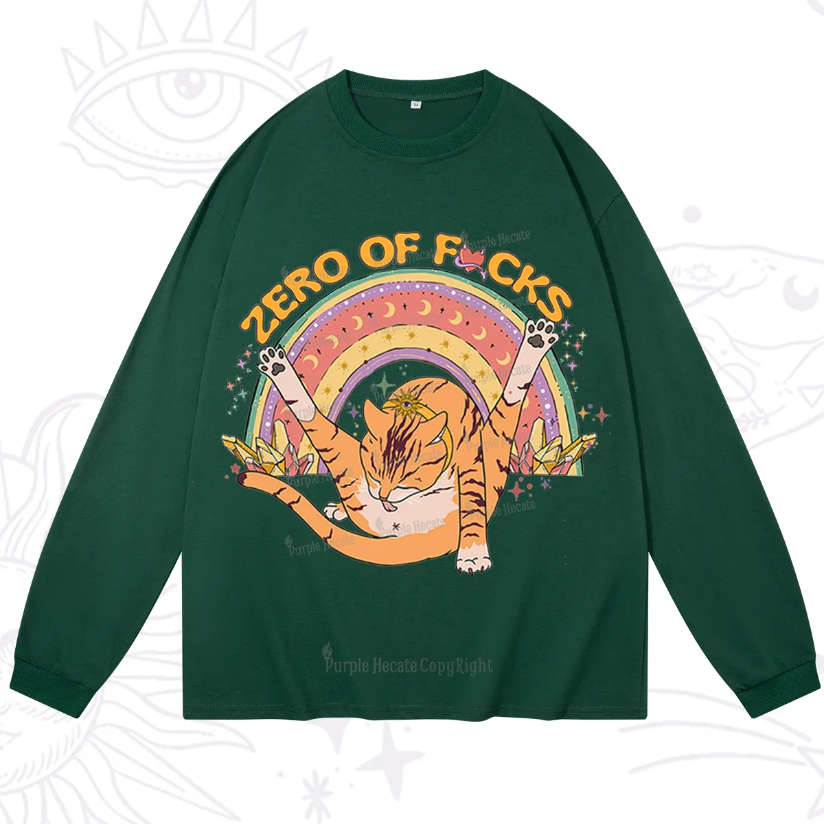 Purplehecate The Zero Fucks Cat Long Sleeve T-Shirt