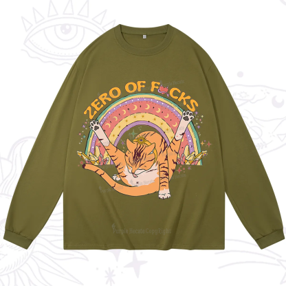 Purplehecate The Zero Fucks Cat Long Sleeve T-Shirt