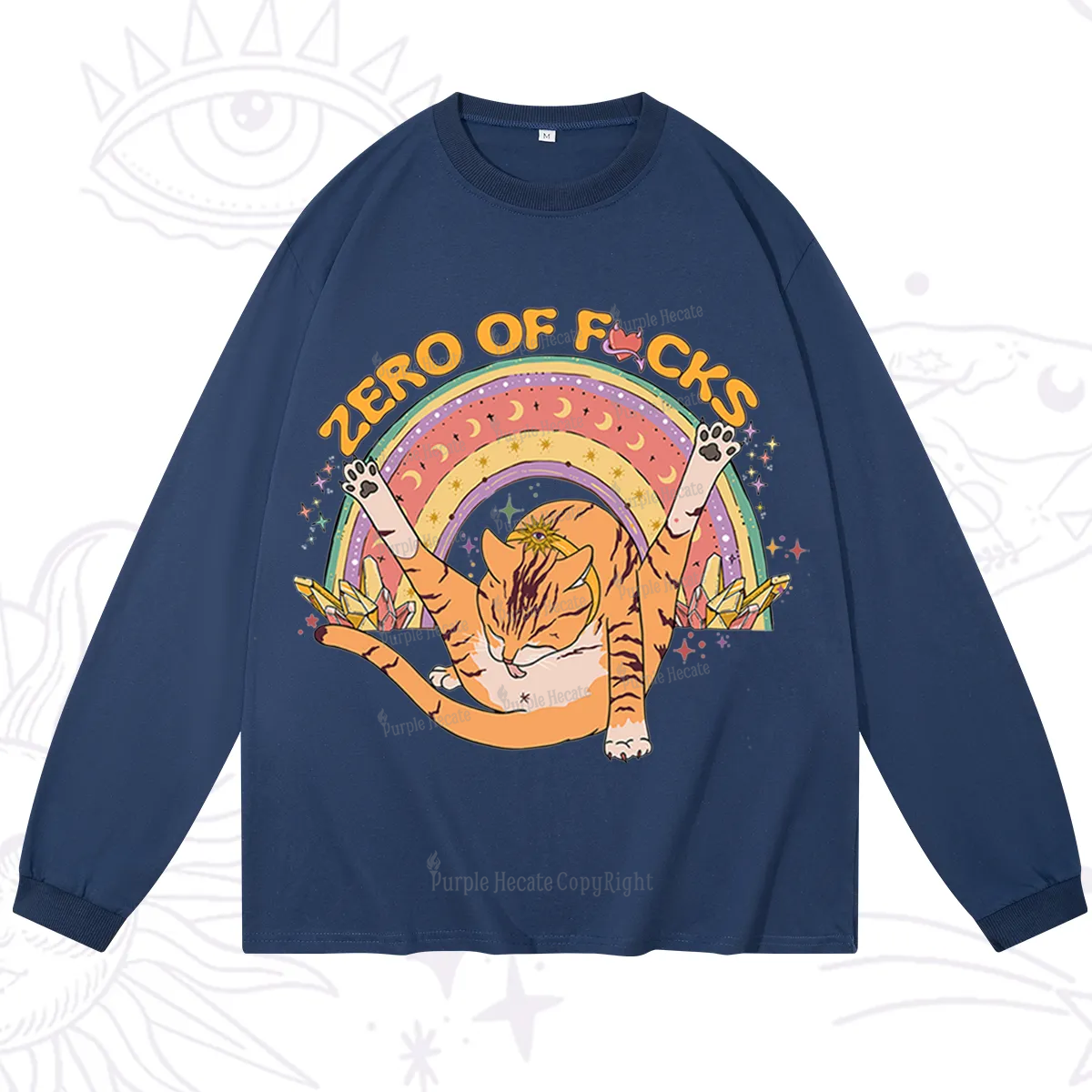 Purplehecate The Zero Fucks Cat Long Sleeve T-Shirt