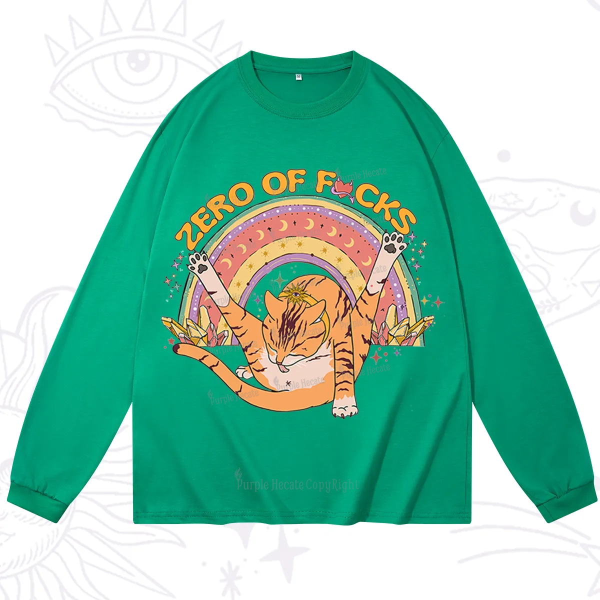 Purplehecate The Zero Fucks Cat Long Sleeve T-Shirt