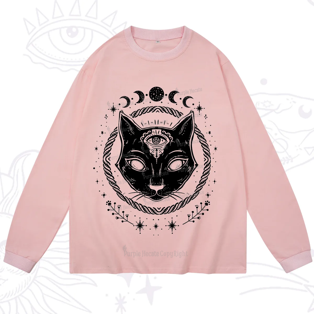 Purplehecate Third Eye Black Cat Long Sleeve T-Shirt