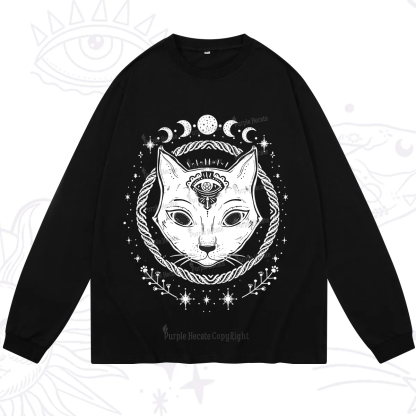 Purplehecate Third Eye Black Cat Long Sleeve T-Shirt