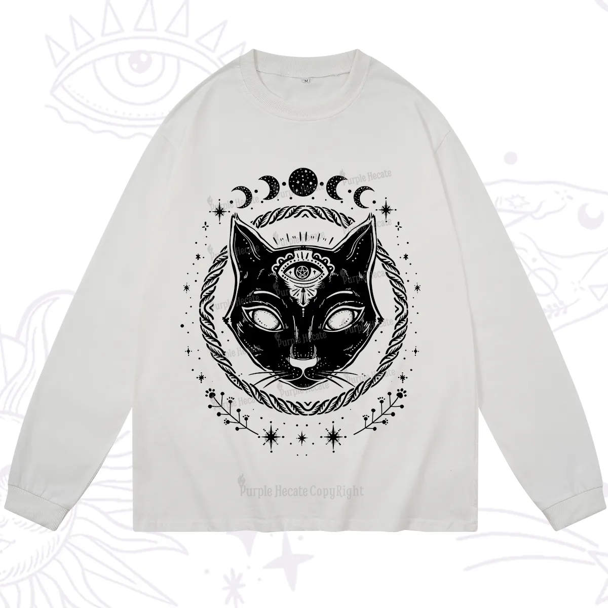 Purplehecate Third Eye Black Cat Long Sleeve T-Shirt
