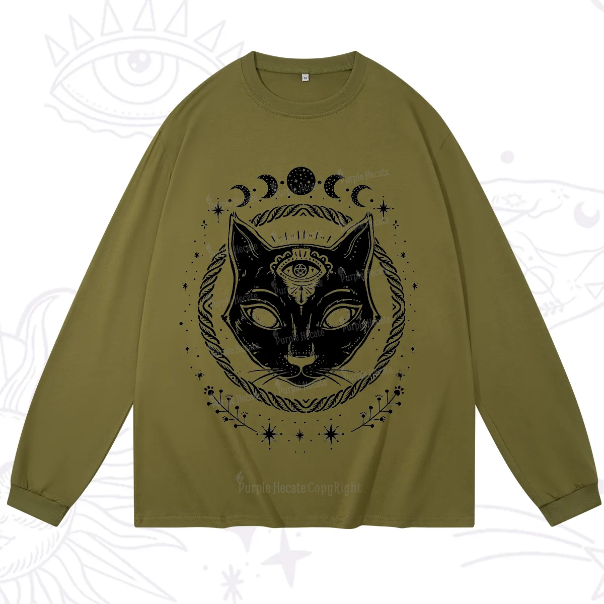 Purplehecate Third Eye Black Cat Long Sleeve T-Shirt