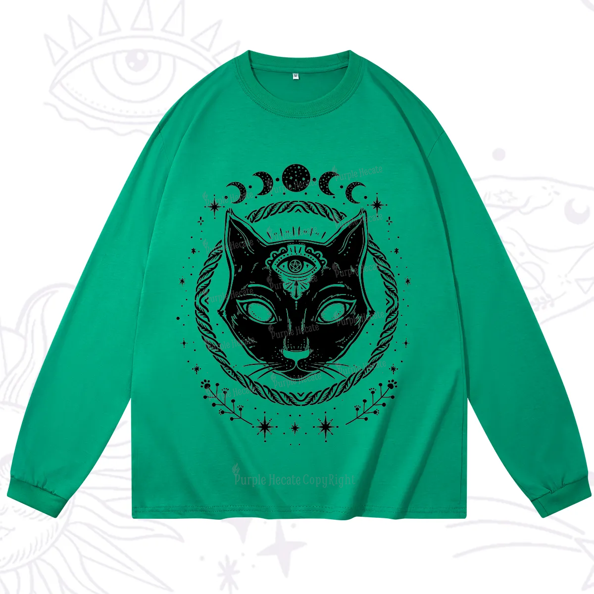 Purplehecate Third Eye Black Cat Long Sleeve T-Shirt