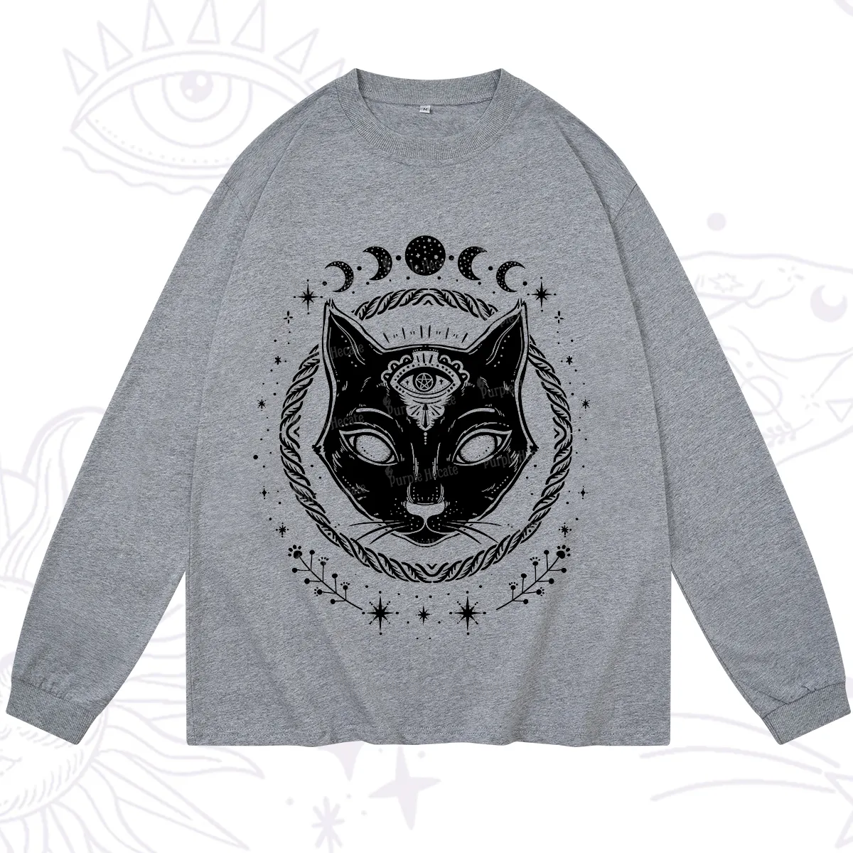 Purplehecate Third Eye Black Cat Long Sleeve T-Shirt