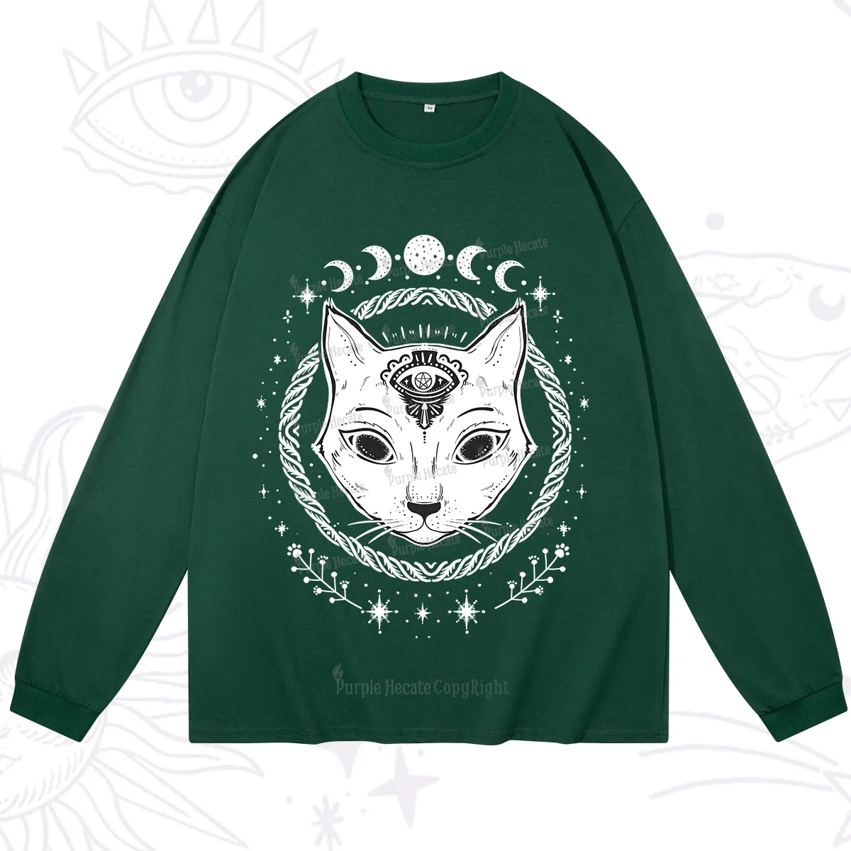 Purplehecate Third Eye Black Cat Long Sleeve T-Shirt