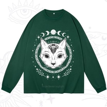 Purplehecate Third Eye Black Cat Long Sleeve T-Shirt