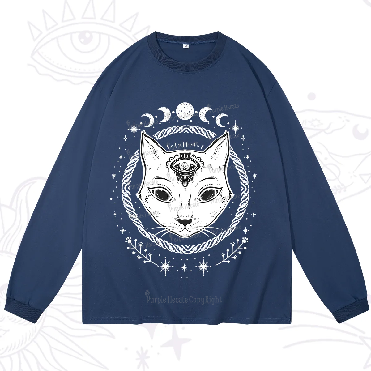 Purplehecate Third Eye Black Cat Long Sleeve T-Shirt