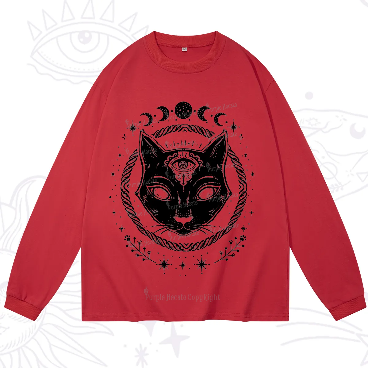 Purplehecate Third Eye Black Cat Long Sleeve T-Shirt
