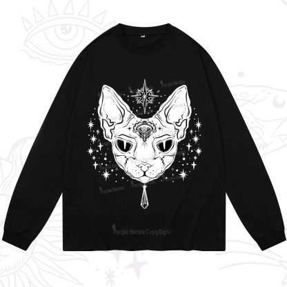 Purplehecate Three Eyed Sphynx Cat Long Sleeve T-Shirt