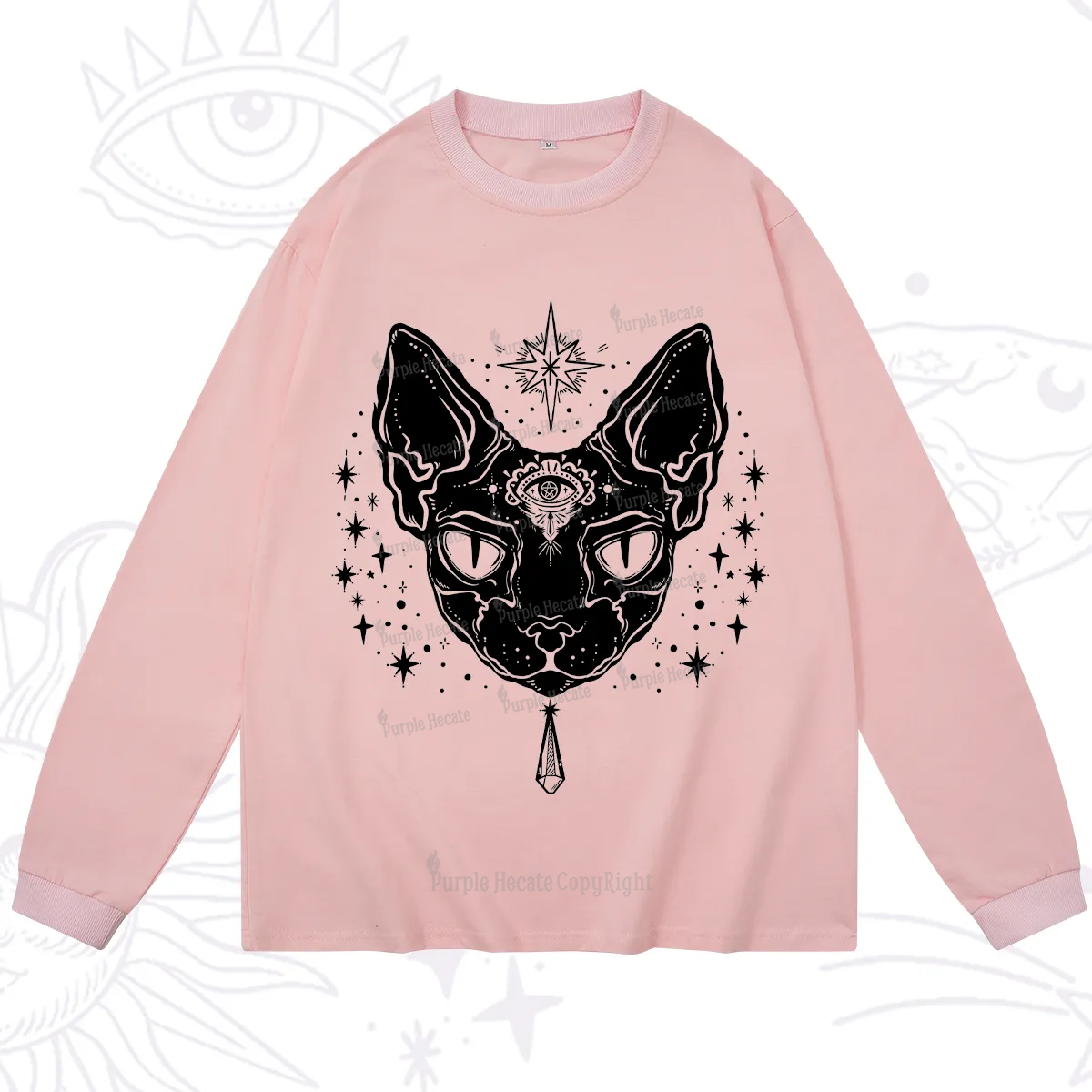 Purplehecate Three Eyed Sphynx Cat Long Sleeve T-Shirt
