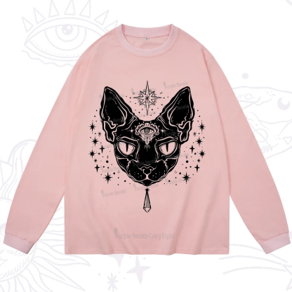 Purplehecate Three Eyed Sphynx Cat Long Sleeve T-Shirt