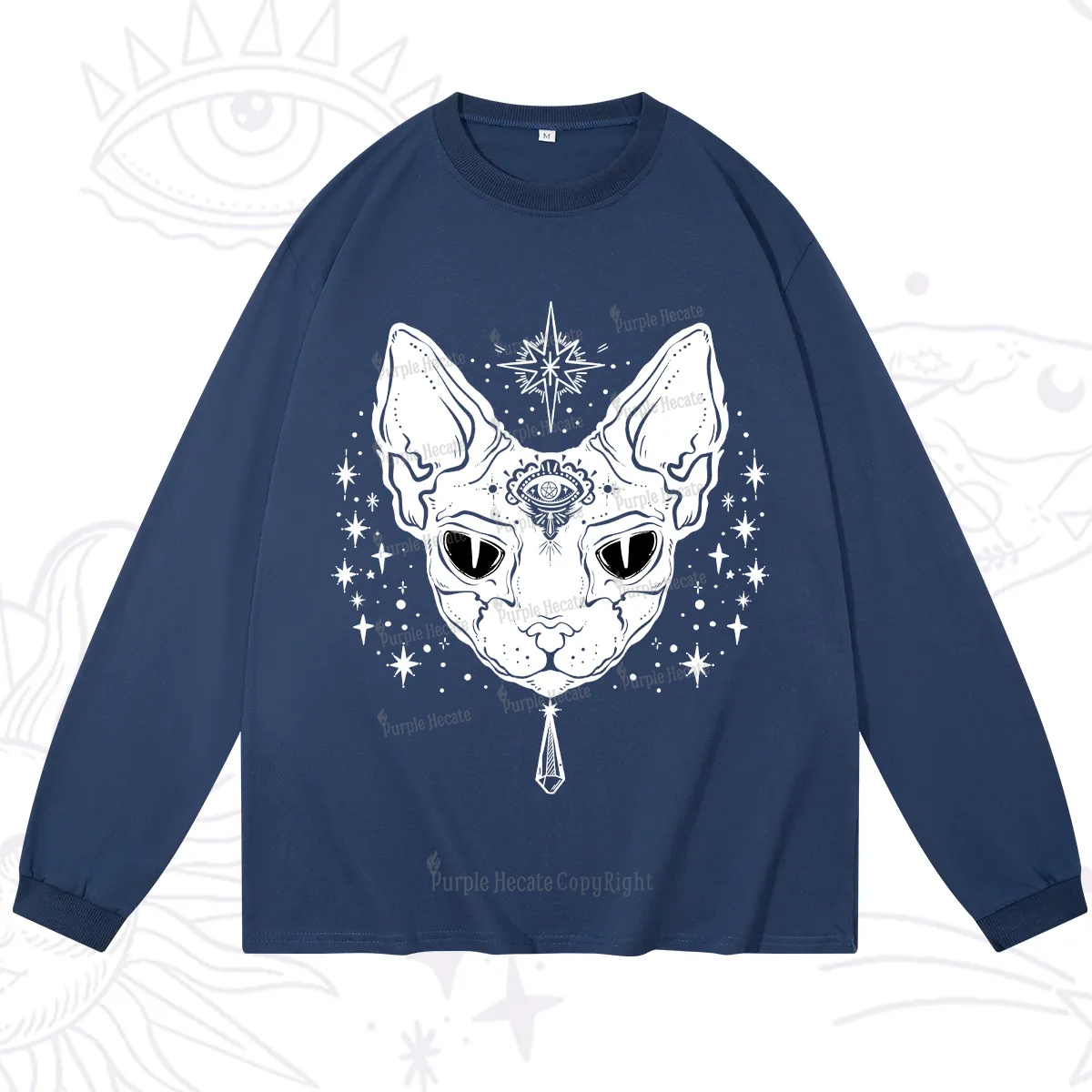 Purplehecate Three Eyed Sphynx Cat Long Sleeve T-Shirt
