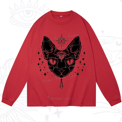 Purplehecate Three Eyed Sphynx Cat Long Sleeve T-Shirt