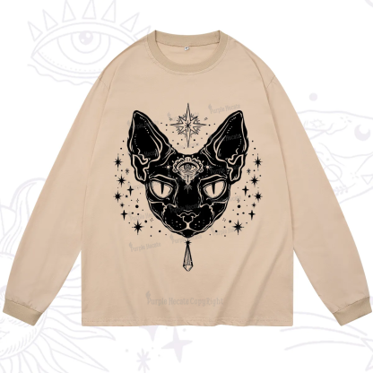 Purplehecate Three Eyed Sphynx Cat Long Sleeve T-Shirt
