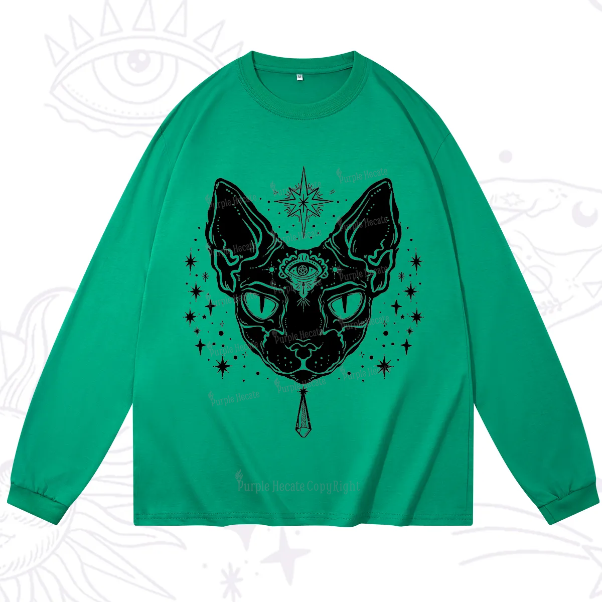 Purplehecate Three Eyed Sphynx Cat Long Sleeve T-Shirt