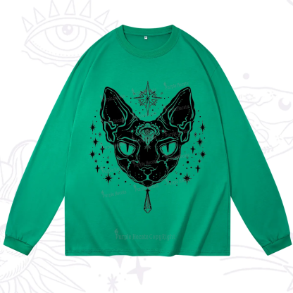 Purplehecate Three Eyed Sphynx Cat Long Sleeve T-Shirt